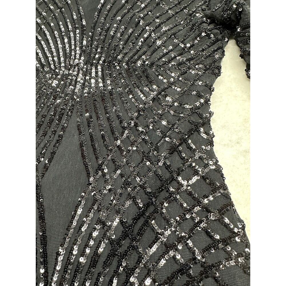 Windsor Black Sequin Mini Dress Formal Semi Formal Size Small Stunning Long Sl - Picture 4 of 10
